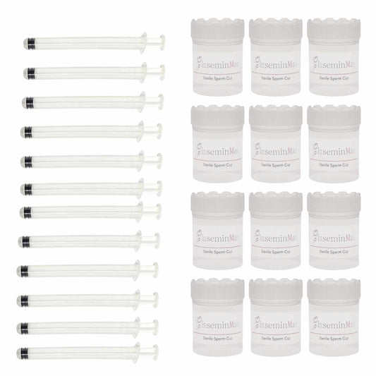 12 Insemination Syringes and 12 Sterile sperm cups for performing at home insemination to conceive