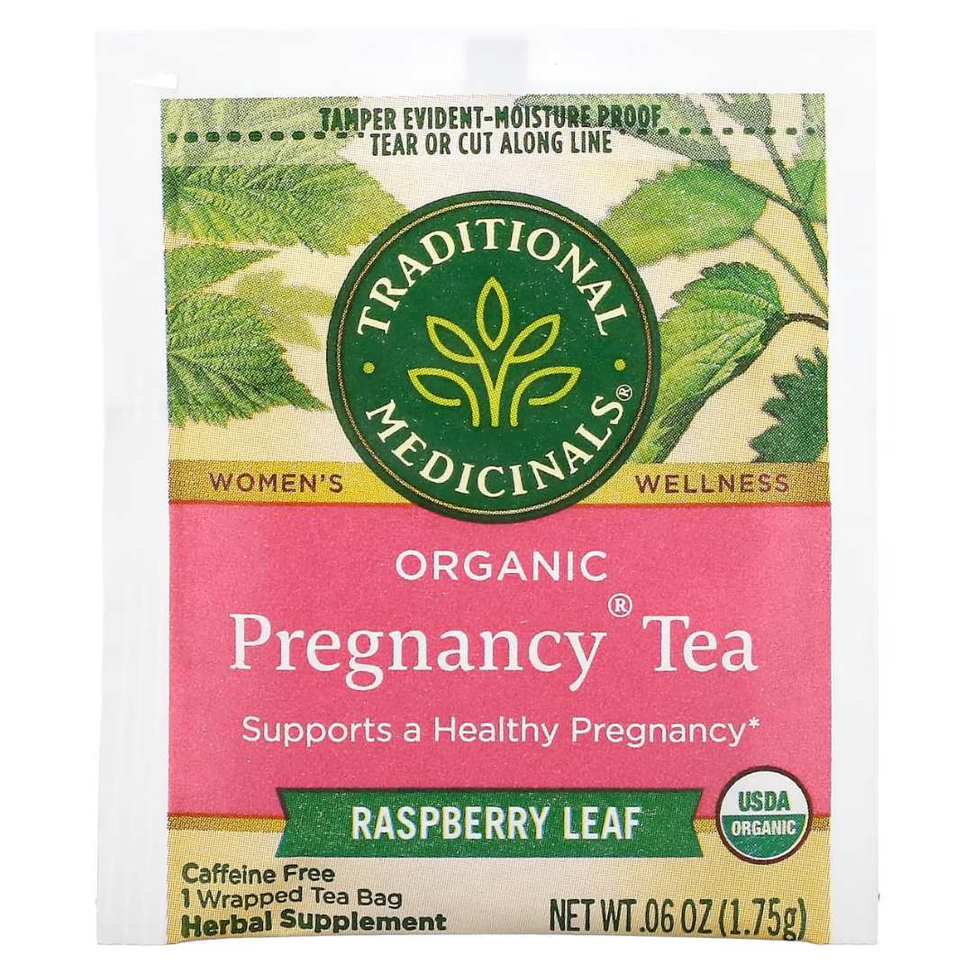 Organic Pregnancy Tea, Raspberry Leaf, Caffeine Free, 16 Wrapped Tea Bags, 0.06 oz (1.75 g) Each