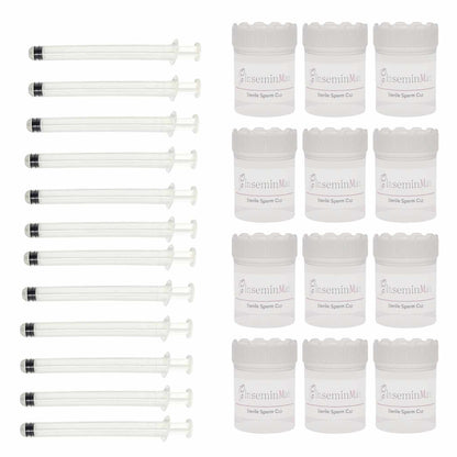 12 Insemination Syringes and 12 Sterile sperm cups for performing at home insemination to conceive