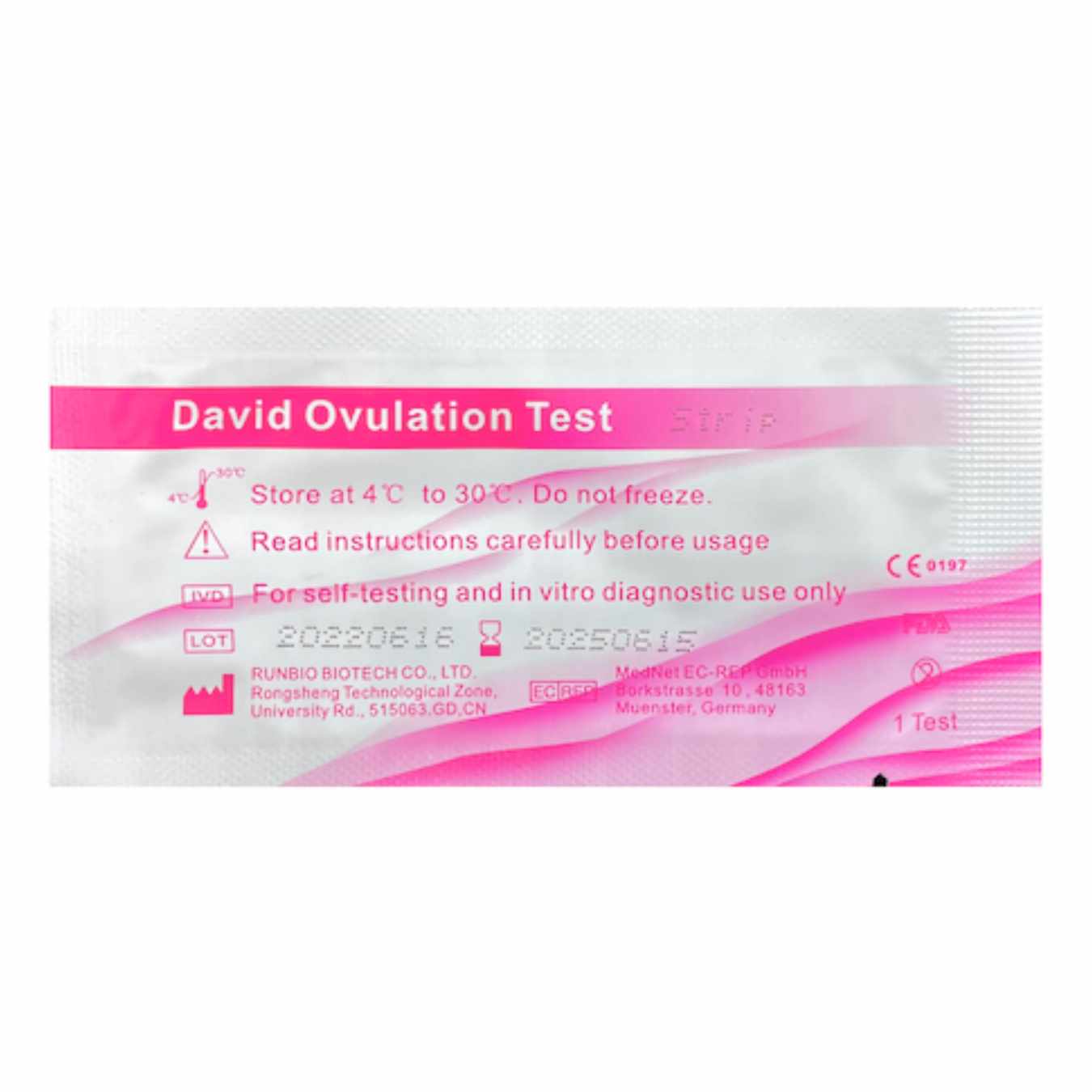 Ovulation Test Strip: A white plastic strip with pink indicator lines used for tracking fertility and predicting ovulation.
